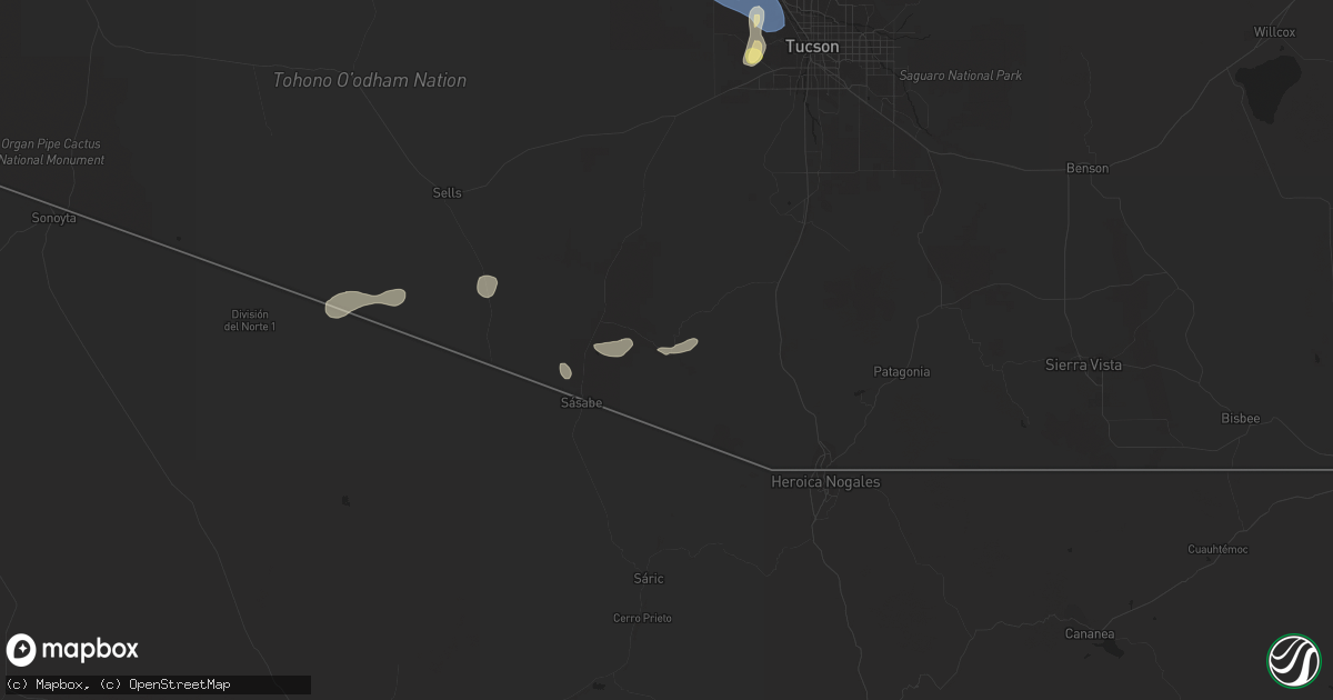 Hail map in Arivaca, AZ on August 31, 2023