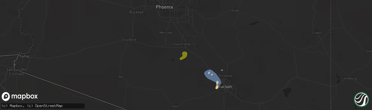 Hail map in Arizona City, AZ on August 31, 2023