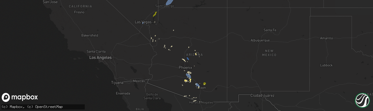 Hail map in Arizona on August 31, 2023