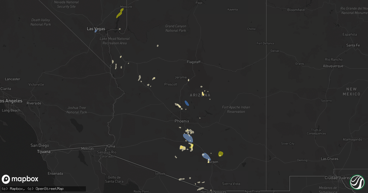 Hail map in Arizona on August 31, 2023