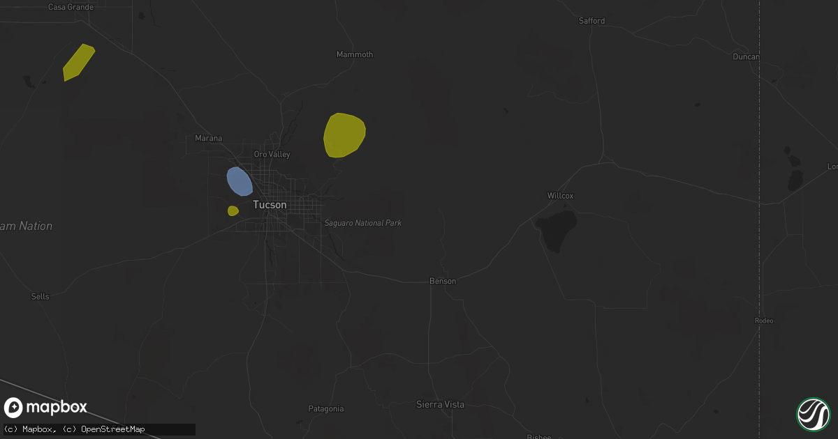 Hail map in Benson, AZ on August 31, 2023