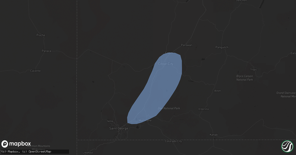 Hail map in Cedar City, UT on August 31, 2023