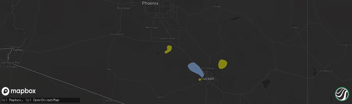 Hail map in Eloy, AZ on August 31, 2023