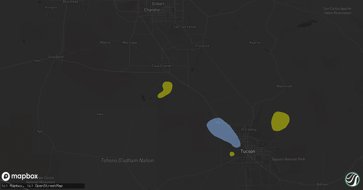 Hail map in Eloy, AZ on August 31, 2023