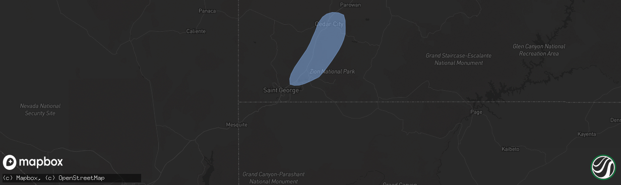 Hail map in Hurricane, UT on August 31, 2023