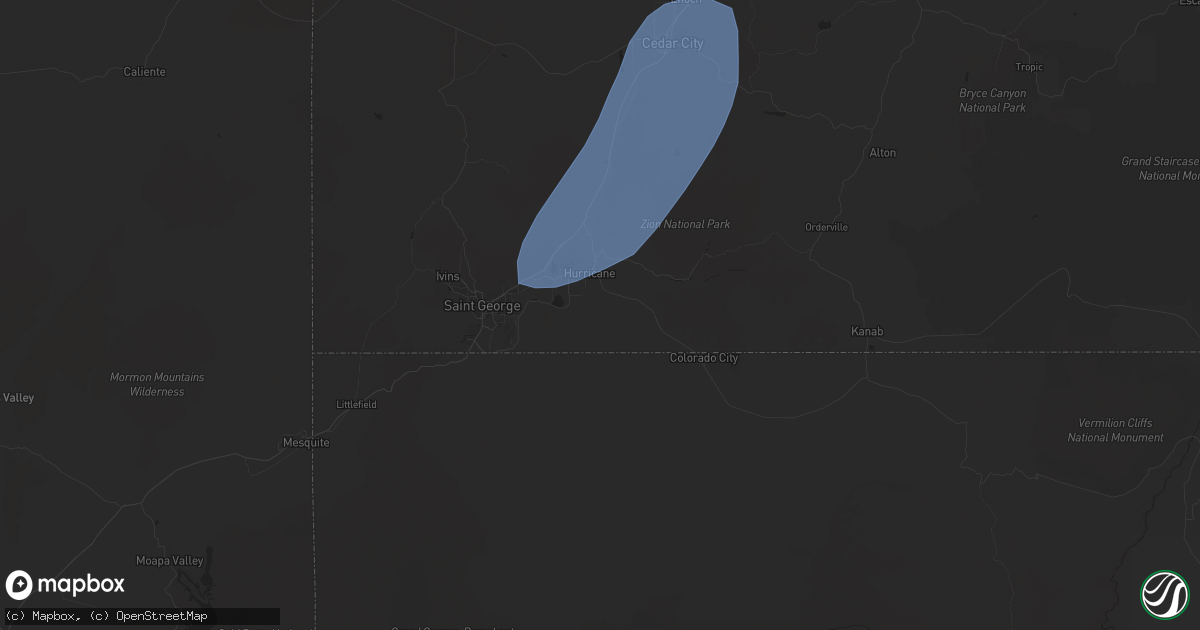 Hail map in Hurricane, UT on August 31, 2023