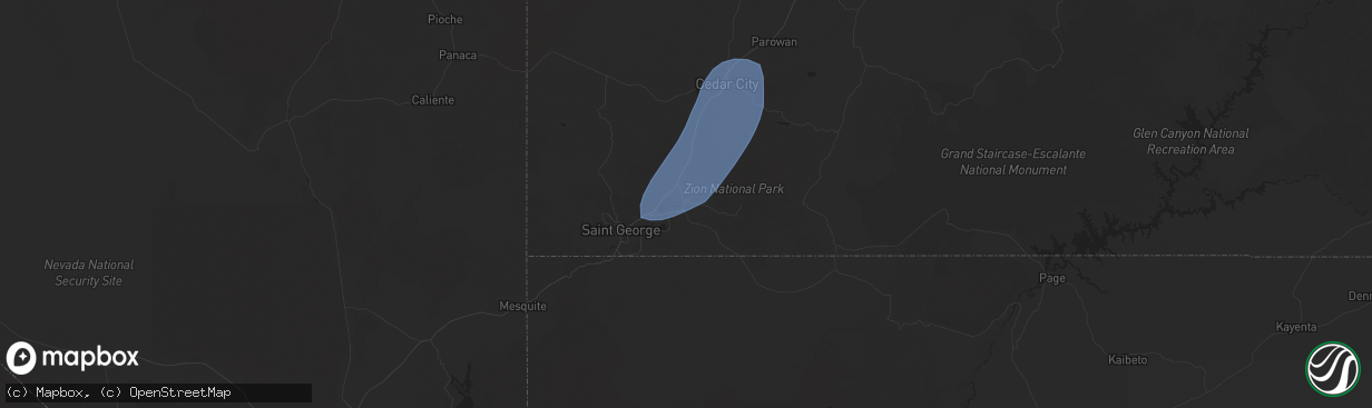 Hail map in La Verkin, UT on August 31, 2023