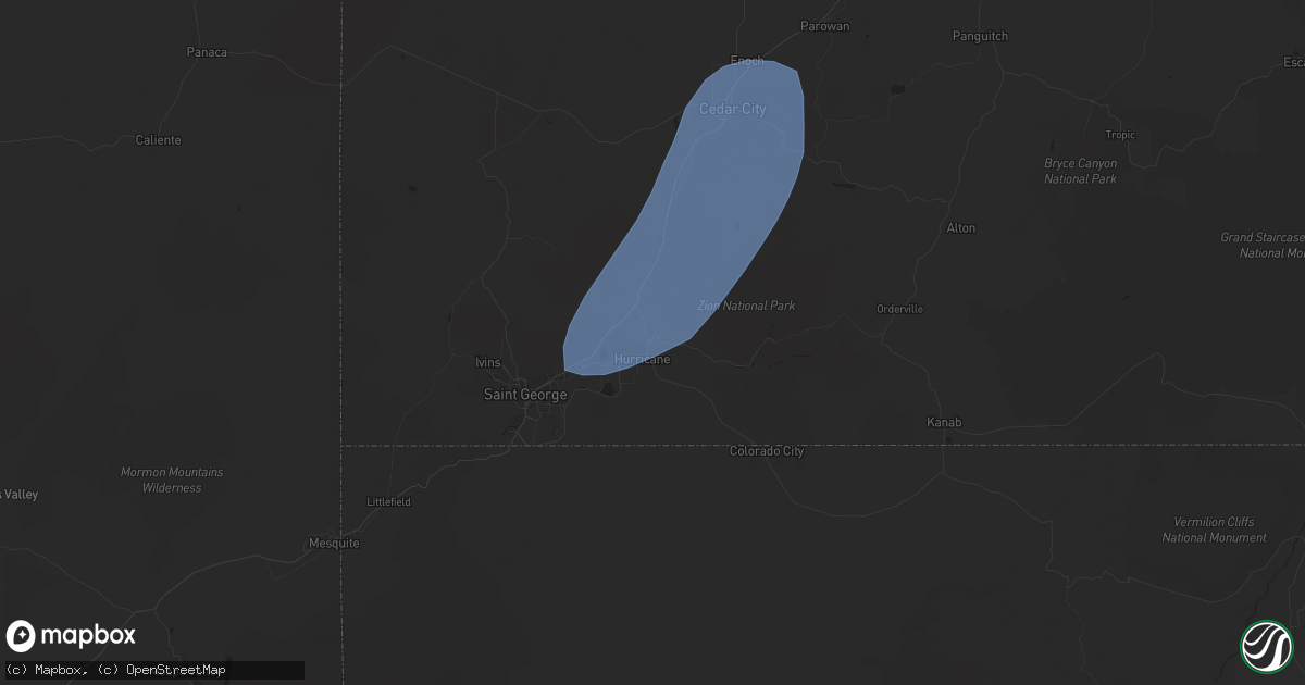 Hail map in La Verkin, UT on August 31, 2023