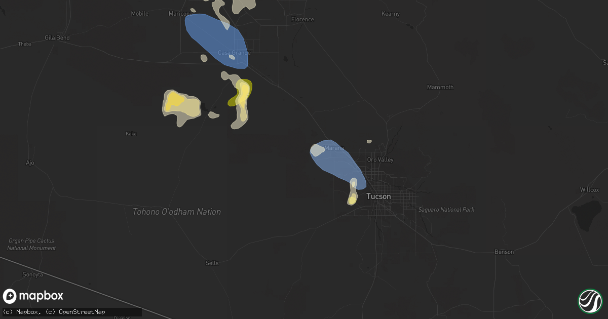 Hail map in Marana, AZ on August 31, 2023