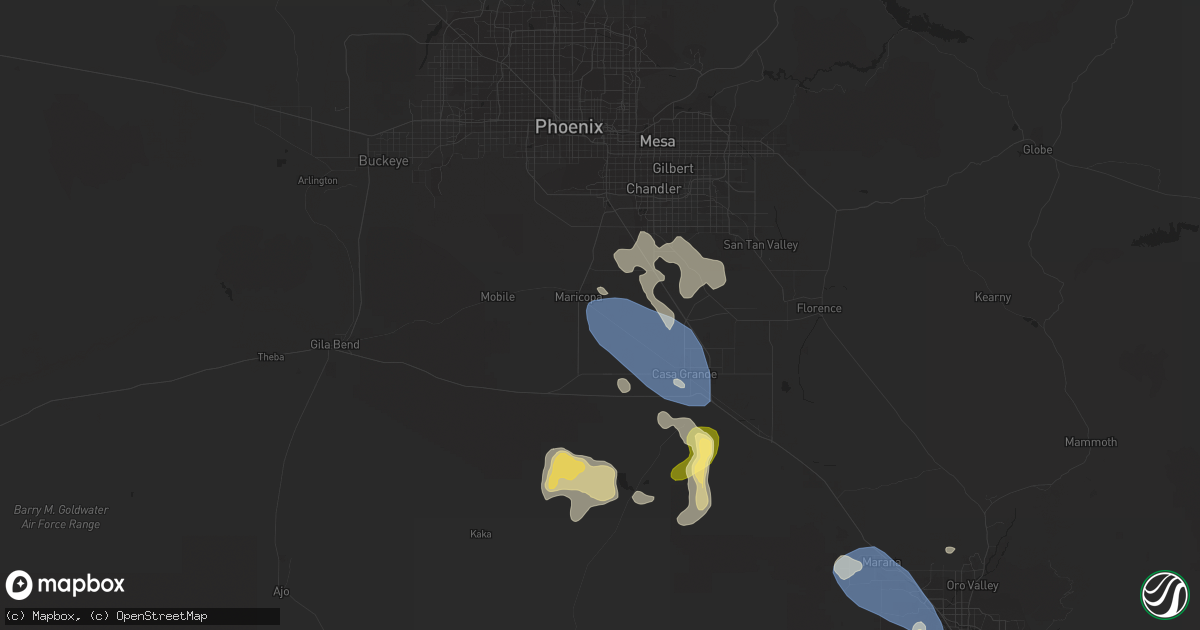 Hail map in Maricopa, AZ on August 31, 2023