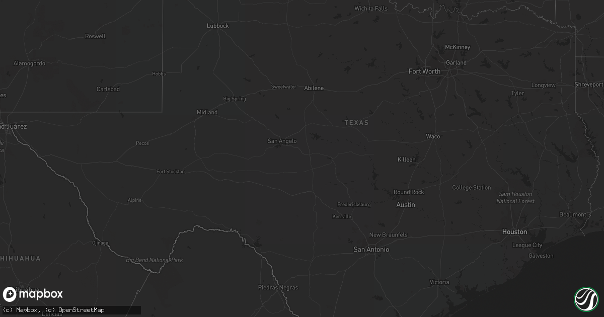 Hail map in Texas on August 31, 2023