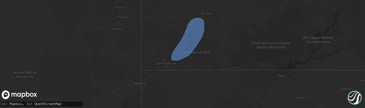 Hail map in Toquerville, UT on August 31, 2023