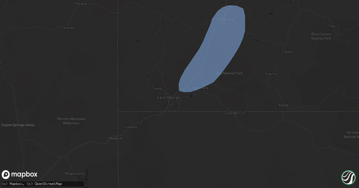 Hail map in Washington, UT on August 31, 2023