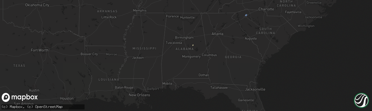 Hail map in Alabama on August 31, 2024