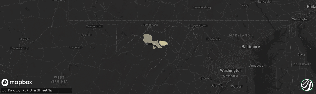 Hail map in Augusta, WV on August 31, 2024