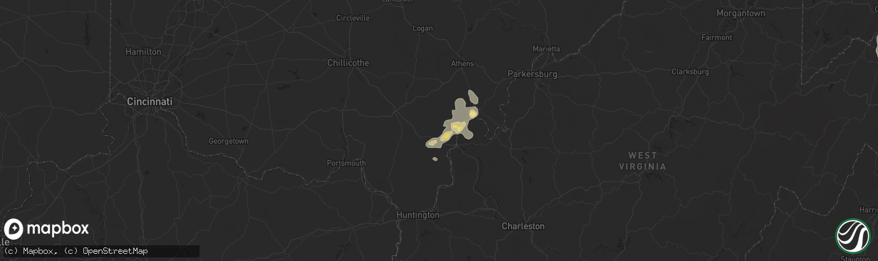 Hail map in Bidwell, OH on August 31, 2024