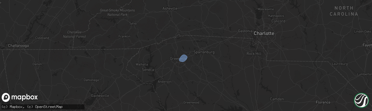 Hail map in Greer, SC on August 31, 2024