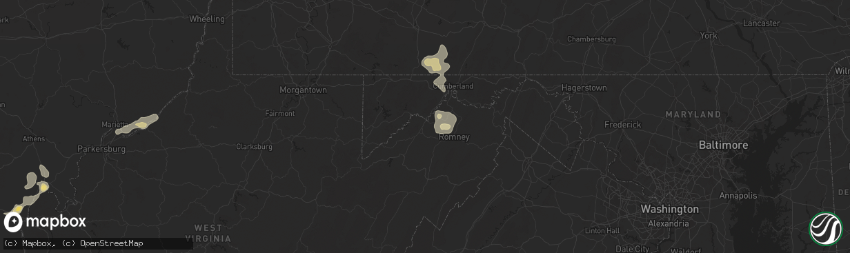 Hail map in Keyser, WV on August 31, 2024