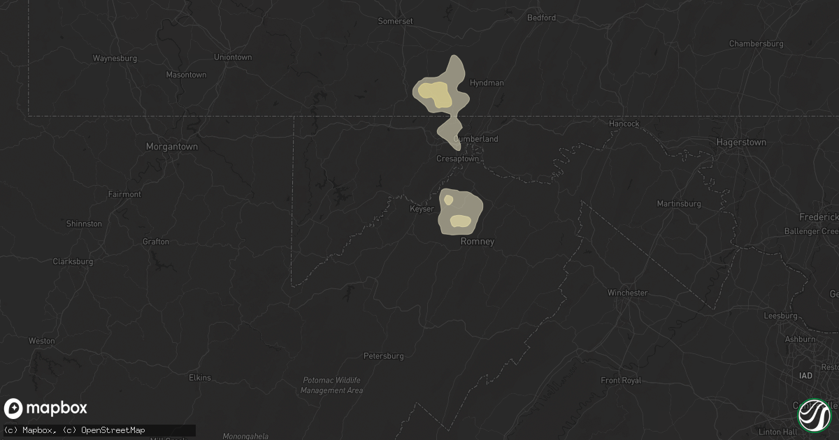 Hail map in Keyser, WV on August 31, 2024