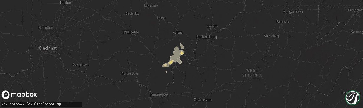 Hail map in Mason, WV on August 31, 2024