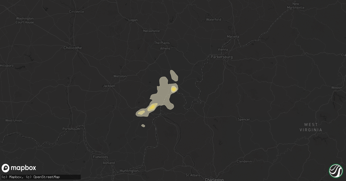 Hail map in Mason, WV on August 31, 2024