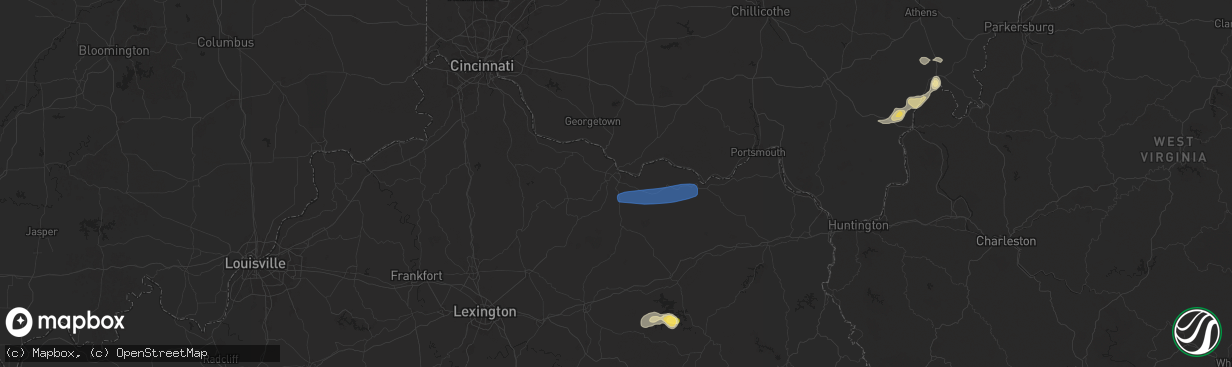 Hail map in Maysville, KY on August 31, 2024