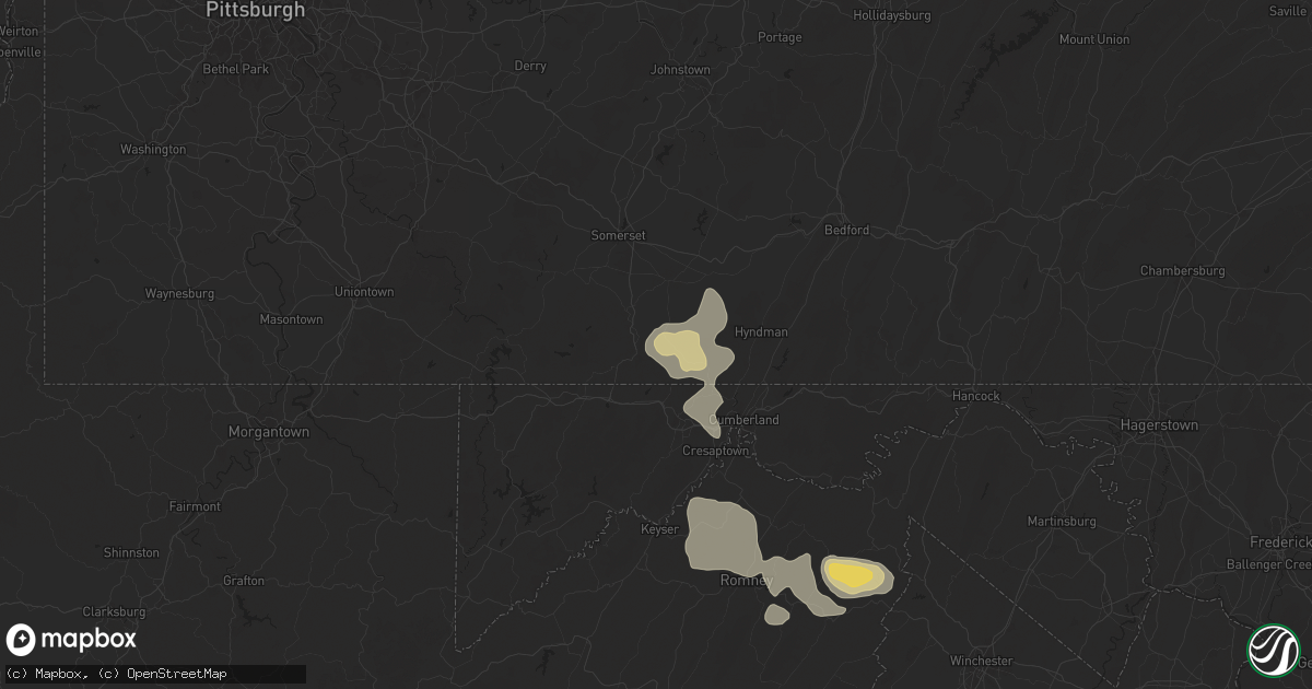 Hail map in Meyersdale, PA on August 31, 2024