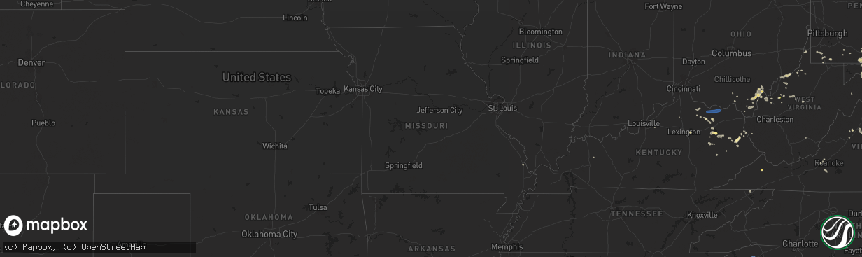 Hail map in Missouri on August 31, 2024