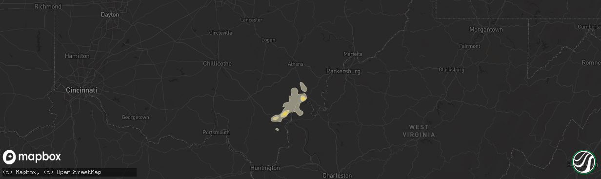 Hail map in Pomeroy, OH on August 31, 2024