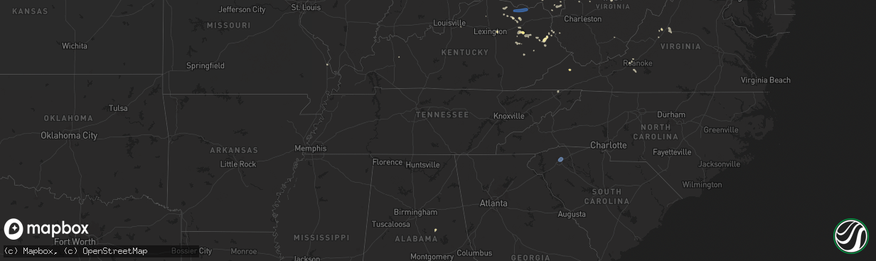 Hail map in Tennessee on August 31, 2024