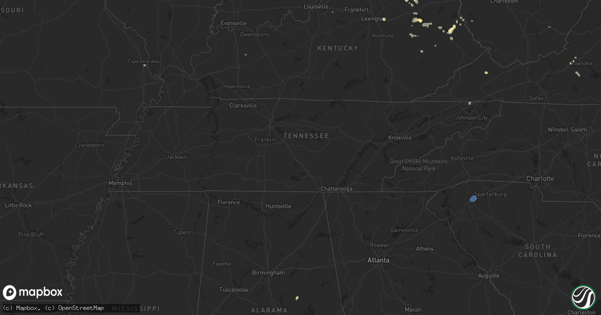 Hail map in Tennessee on August 31, 2024