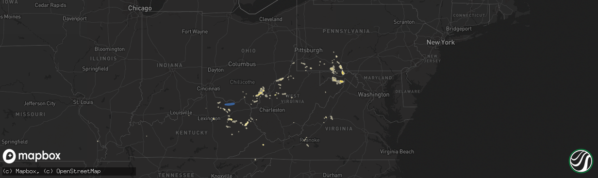 Hail map in West Virginia on August 31, 2024