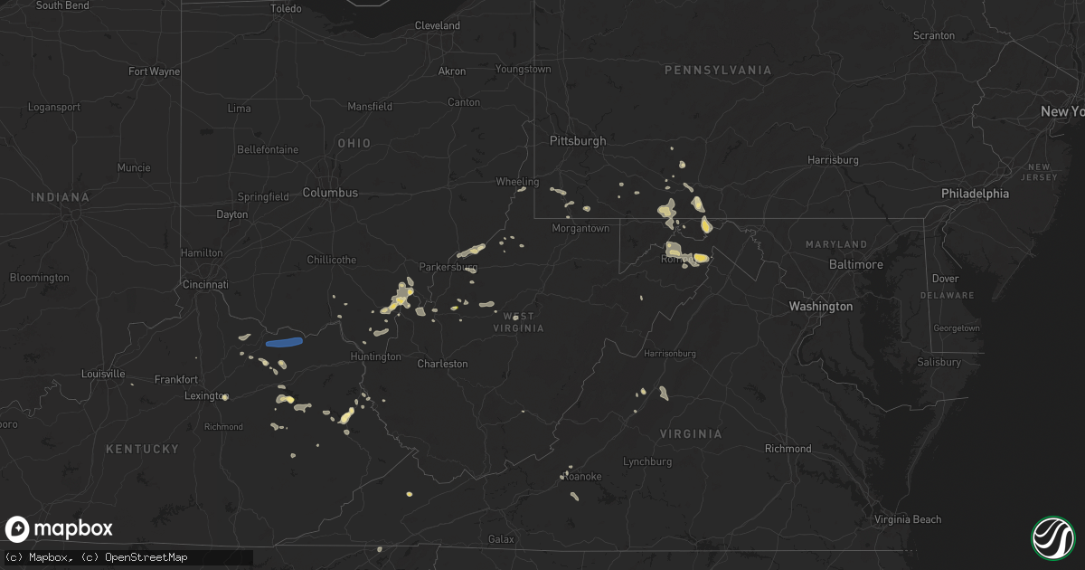 Hail map in West Virginia on August 31, 2024