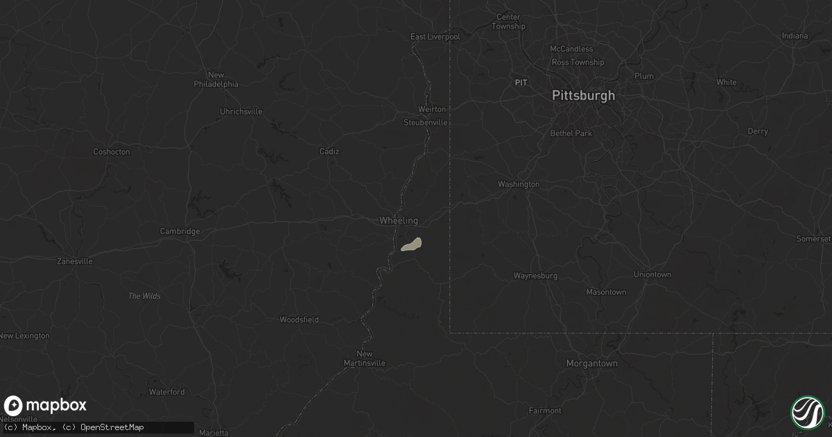 Hail map in Wheeling, WV on August 31, 2024