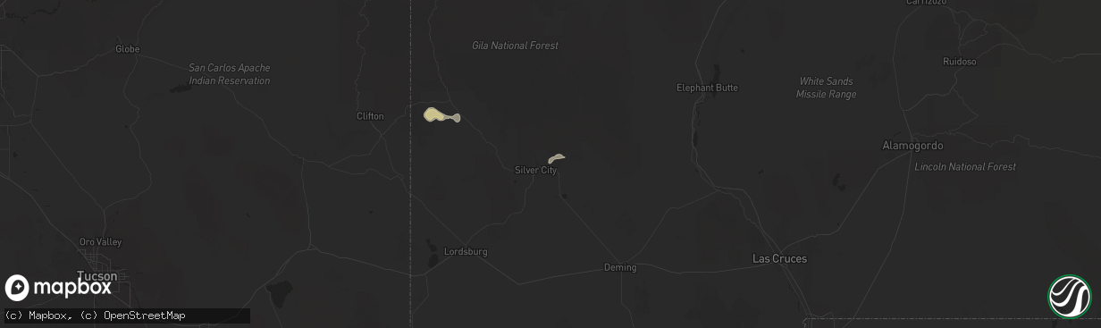 Hail map in Arenas Valley, NM on August 31, 2025