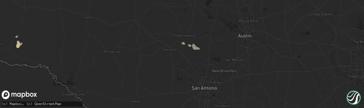 Hail map in Comfort, TX on August 31, 2025