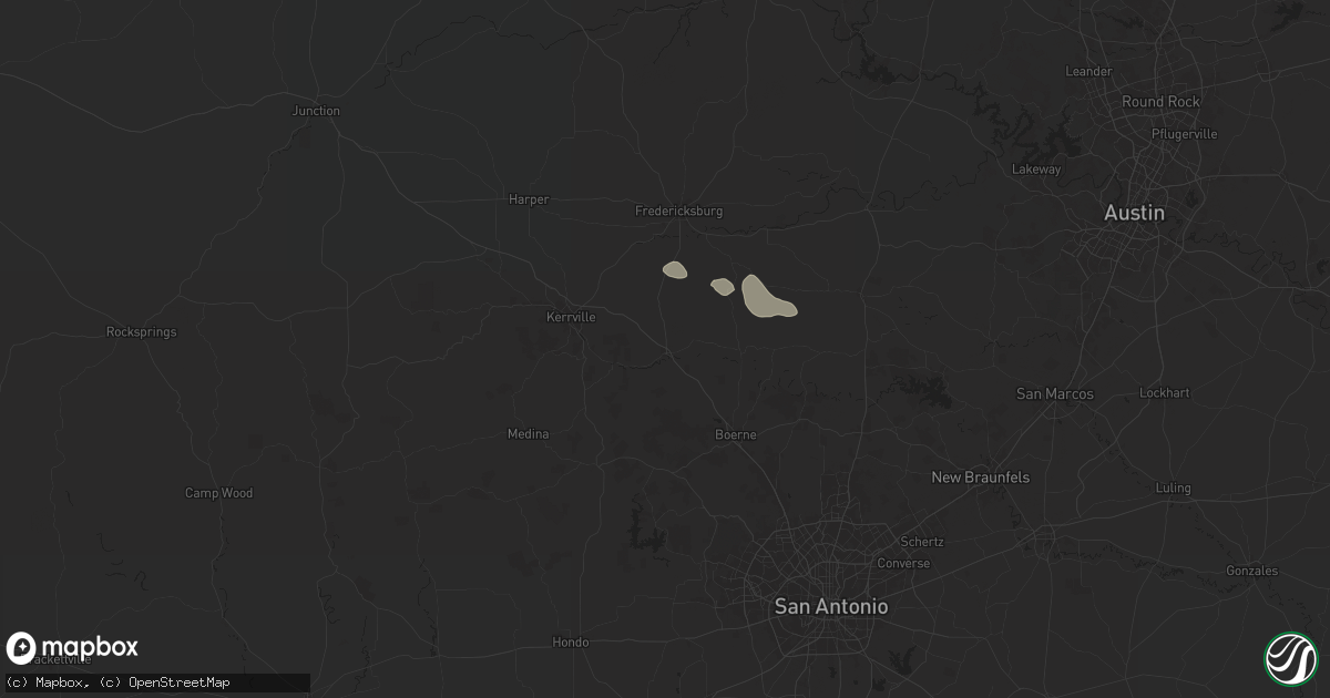 Hail map in Comfort, TX on August 31, 2025