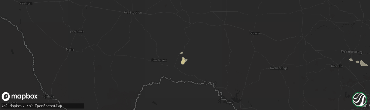 Hail map in Dryden, TX on August 31, 2025