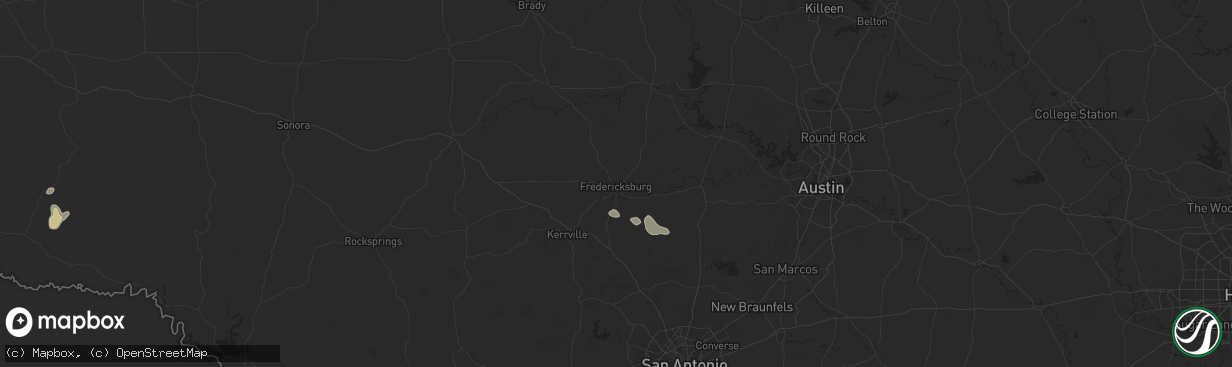 Hail map in Fredericksburg, TX on August 31, 2025