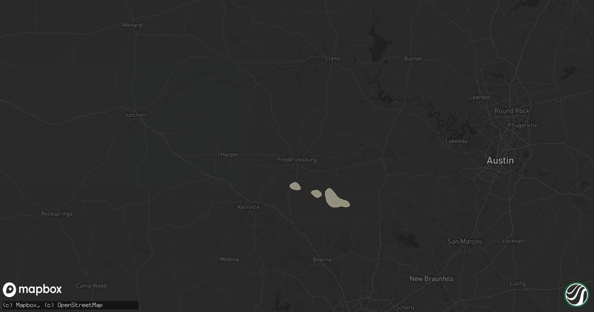 Hail map in Fredericksburg, TX on August 31, 2025