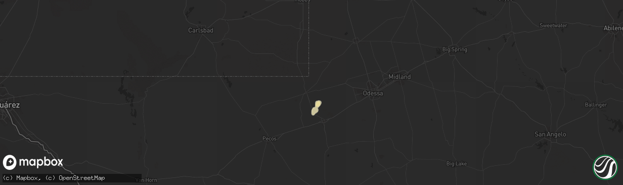 Hail map in Kermit, TX on August 31, 2025