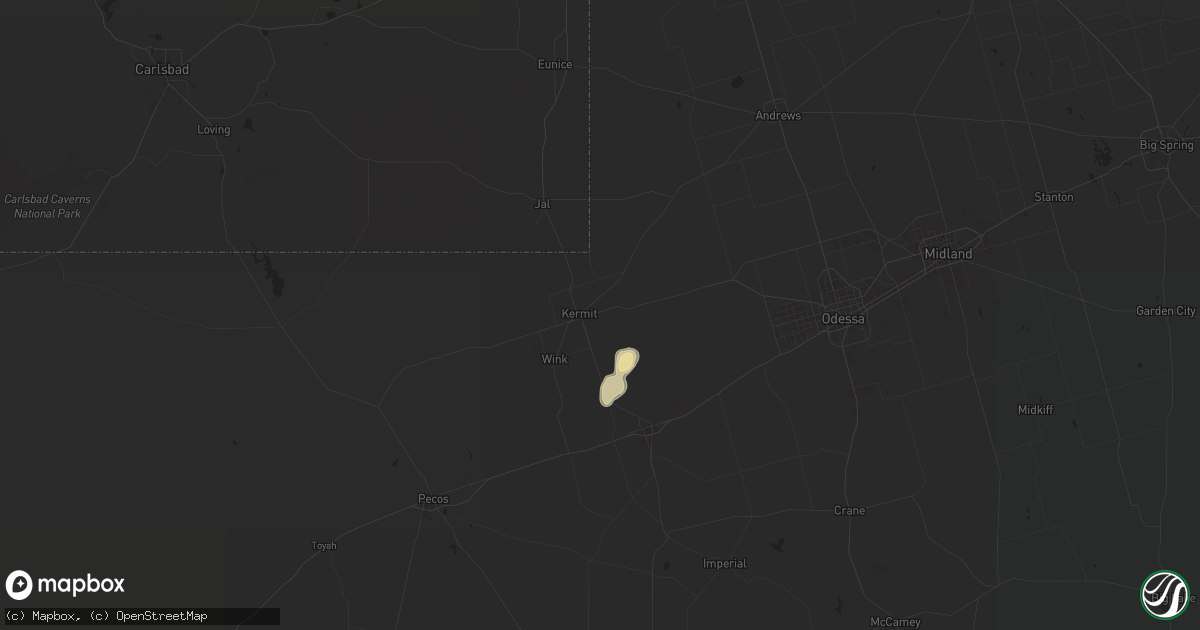 Hail map in Kermit, TX on August 31, 2025