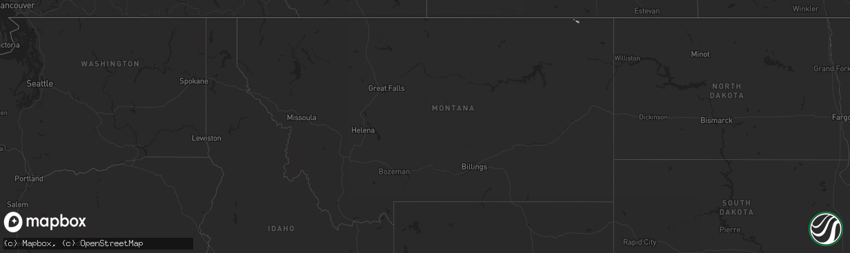 Hail map in Montana on August 31, 2025