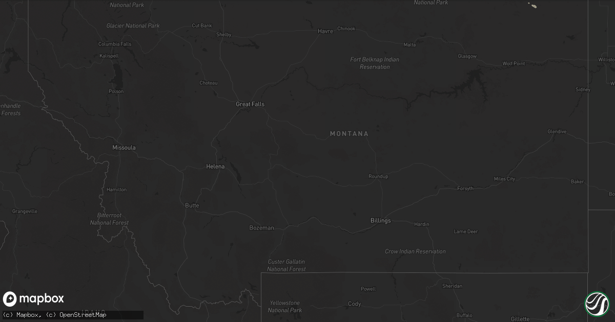 Hail map in Montana on August 31, 2025