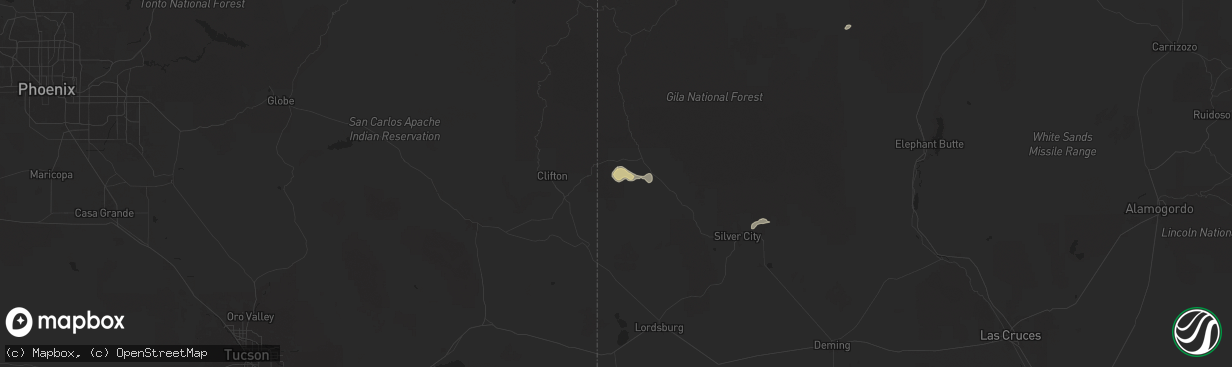 Hail map in Mule Creek, NM on August 31, 2025