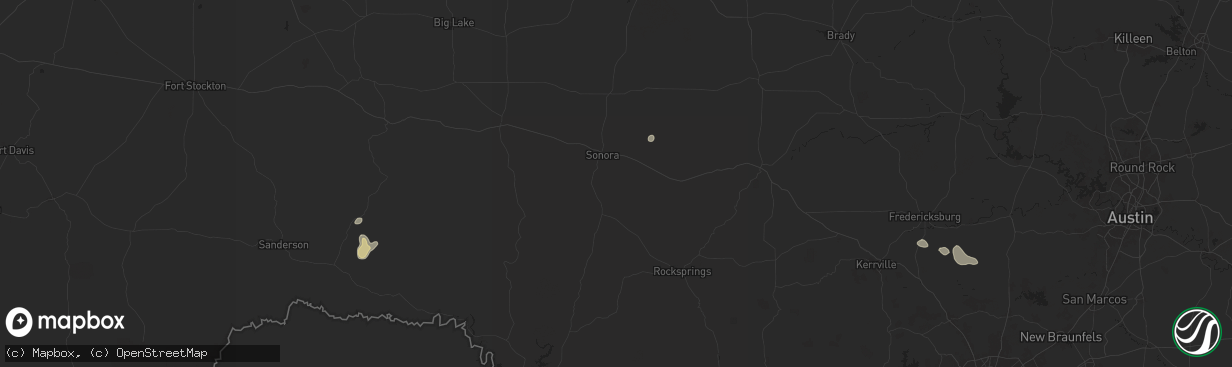 Hail map in Sonora, TX on August 31, 2025
