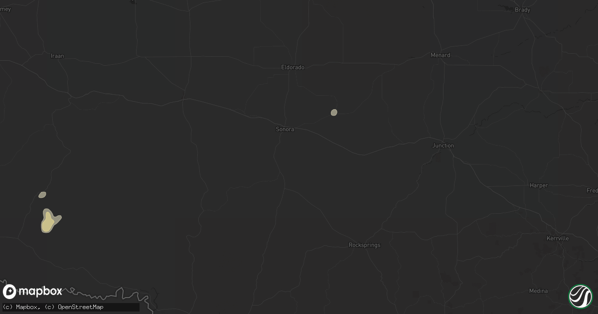 Hail map in Sonora, TX on August 31, 2025