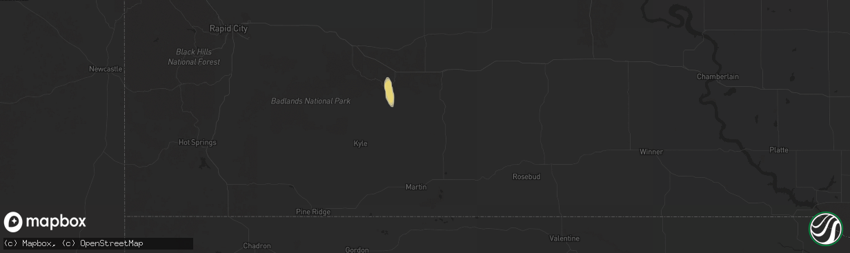 Hail map in Wanblee, SD on August 31, 2025