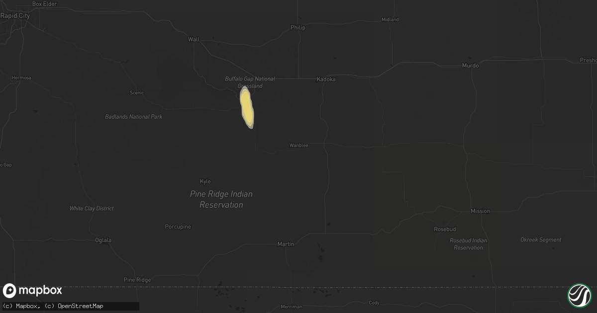 Hail map in Wanblee, SD on August 31, 2025