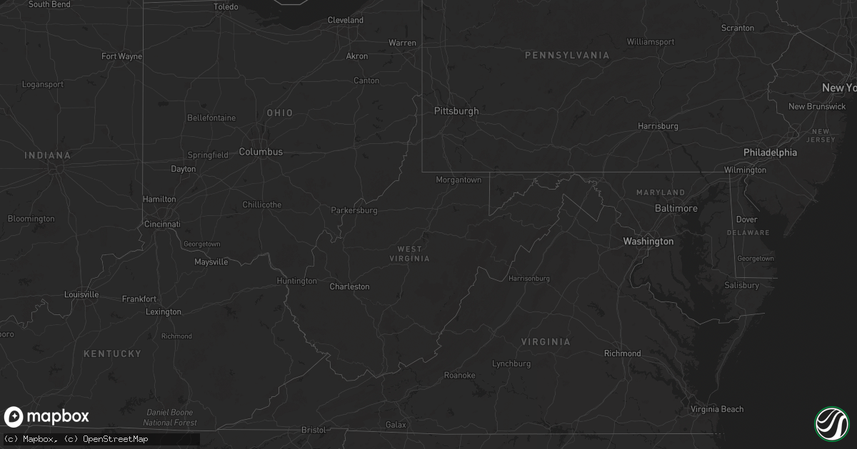 Hail map in West Virginia on August 31, 2025